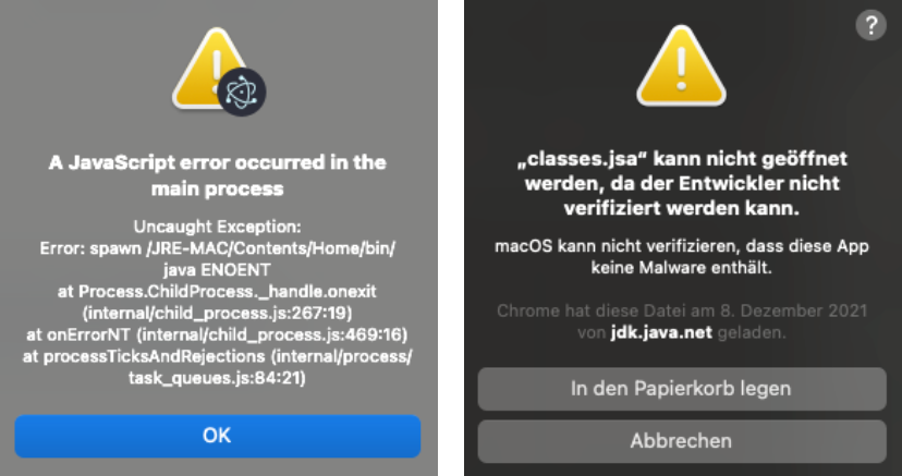 error mac javascript main process approval